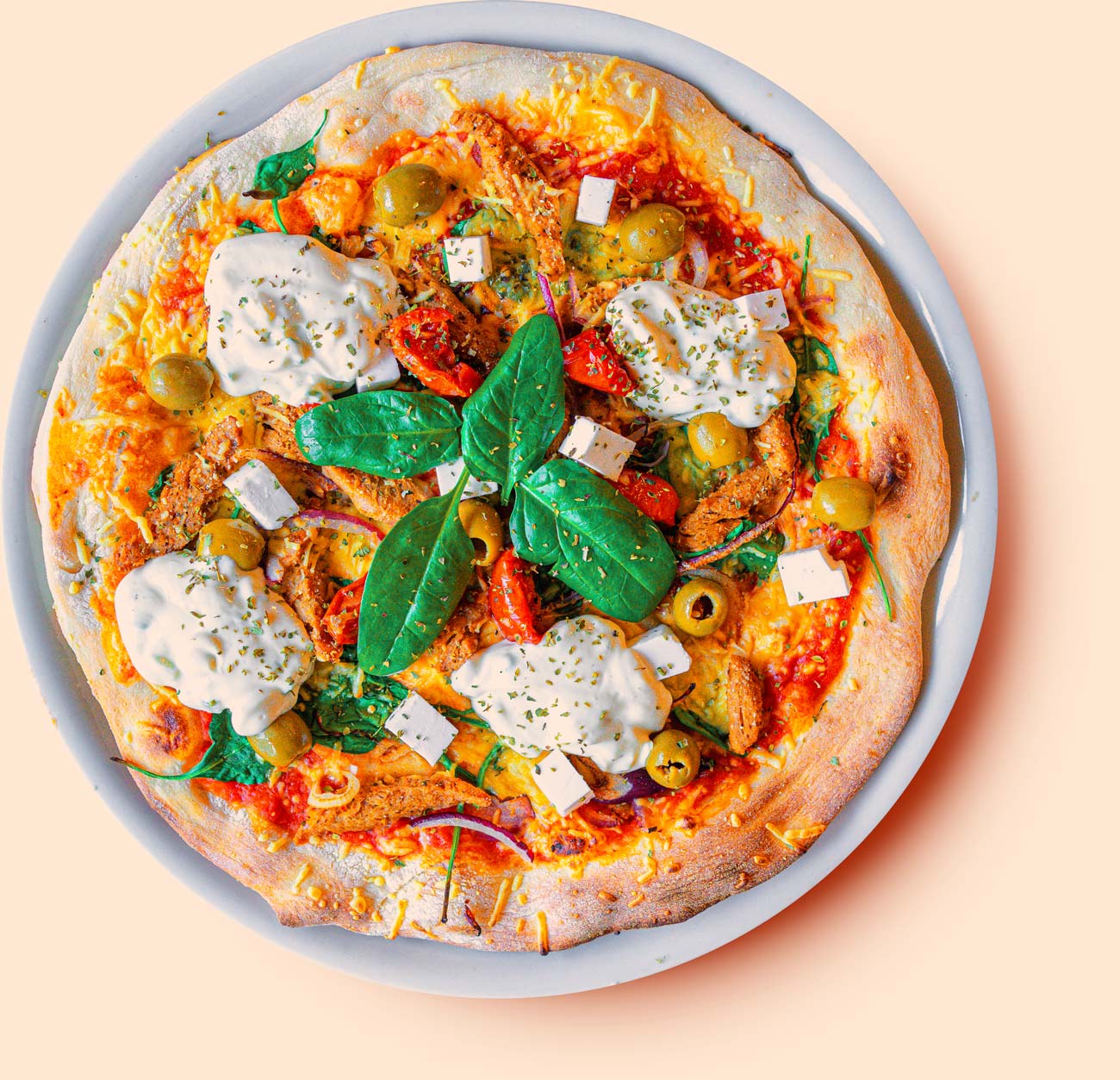 Köstliche vegane Pizza von Froindlichst, dem besten veganen Restaurant in Hamburg.